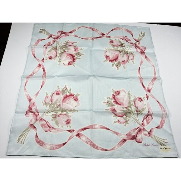 Ralph Lauren Floral Cotton Handkerchief Neckerchief Bandana Scarf Pocket Square - Picture 3 of 3